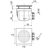 Twisto : Ø 90 mm - griglia quadrata in acciaio inox spazzola