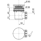 Piletta Tourbillon orizzontale Ø 60 mm - calotta in ABS cromato