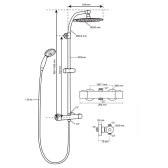 Colonna doccia Milano Comfort, miscelatore termostatico in ottone con sicurezza a 38°