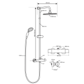 Colonna doccia Verona Comfort, miscelatore termostatico in ottone con sicurezza a 38°