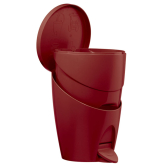 Coordinate per spazzola, pattumiera e porta rotolo di colore rosso ciliegia