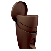 Coordinate per spazzola, pattumiera e porta rotolo di colore cioccolato