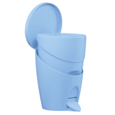 Coordinate per spazzola, pattumiera e porta rotolo di colore azzurro
