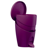 Coordinate per spazzola, pattumiera e porta rotolo di colore viola